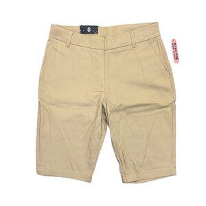Izod Girls Bermuda Size 14 Regular Beige 10" Inseam Stretch Adjustable Waist NWT